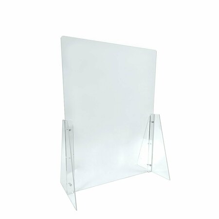 AZAR DISPLAYS Counter Cashier Shield, Sneeze Guard, Clear Acrylic Protective Barrier. Adjstbl to two heights, 2PK 179822